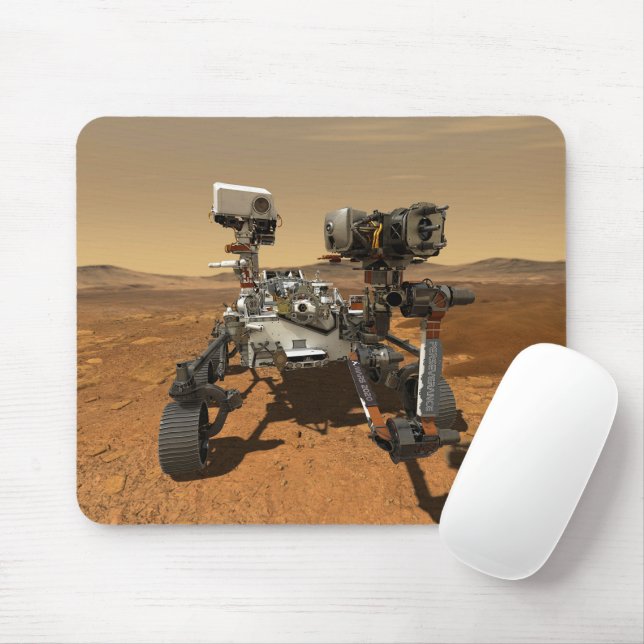 Perseverance Rover Operating On Surface Of Mars. Mouse Pad (With Mouse)