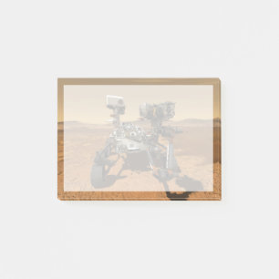 Perseverance Rover Operating On Surface Of Mars. Post-it Notes