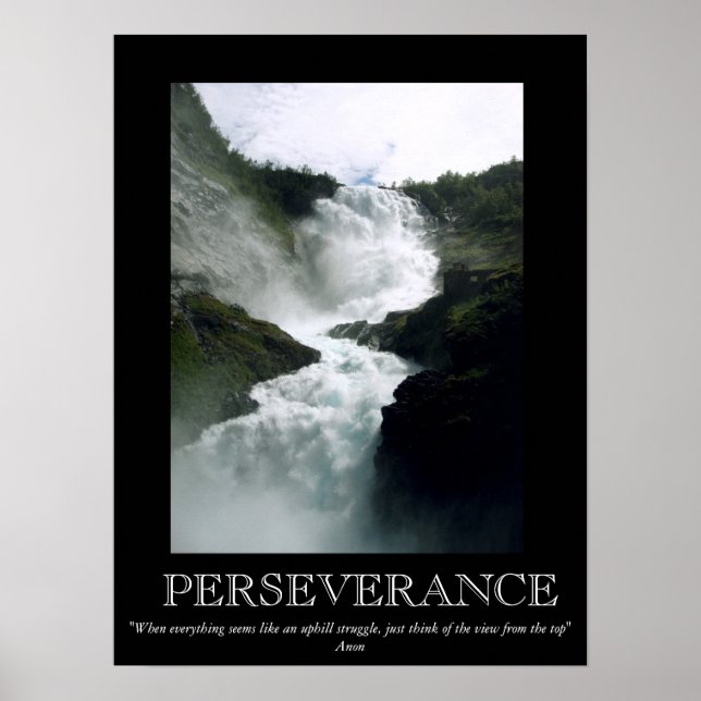 Perseverance Waterfall Motivational Poster (Front)