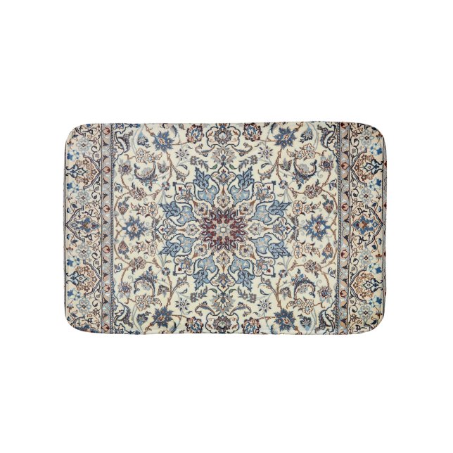 Persia Dusty Blue Grey Grey Accent  Bath Mat (Front)