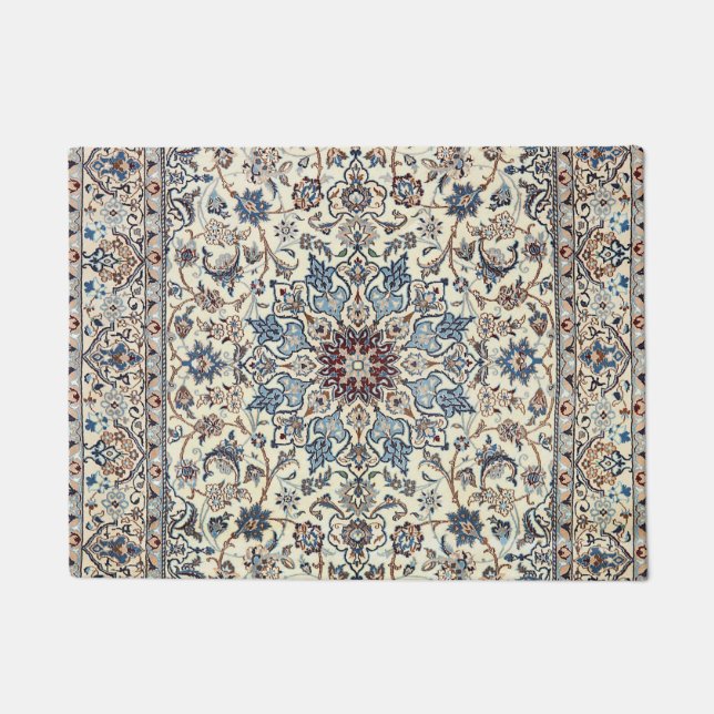 Persia Dusty Blue Grey Grey Accent  Doormat (Front)