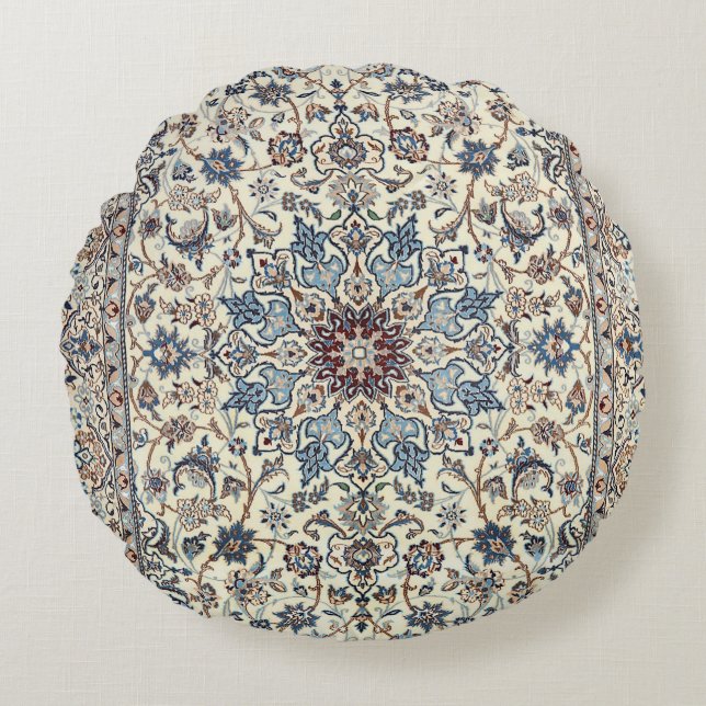 Persia Dusty Blue Grey Grey Accent  Round Pillow (Front)