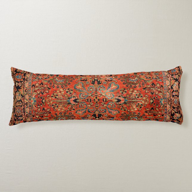 Persia Sarouk Red Yellow Leaf  Body Pillow (Front)