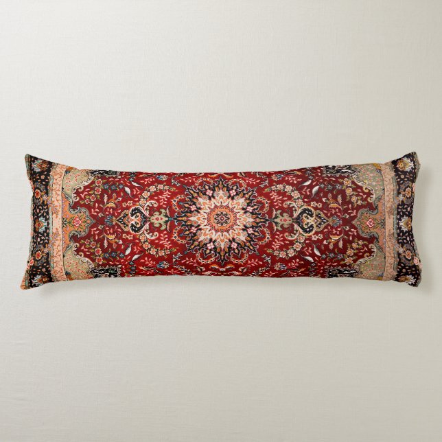 Persia Tabriz Red Black Dark  Body Pillow (Front)