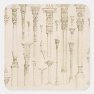 Persian and Turkish wooden column designs, from 'A Square Sticker