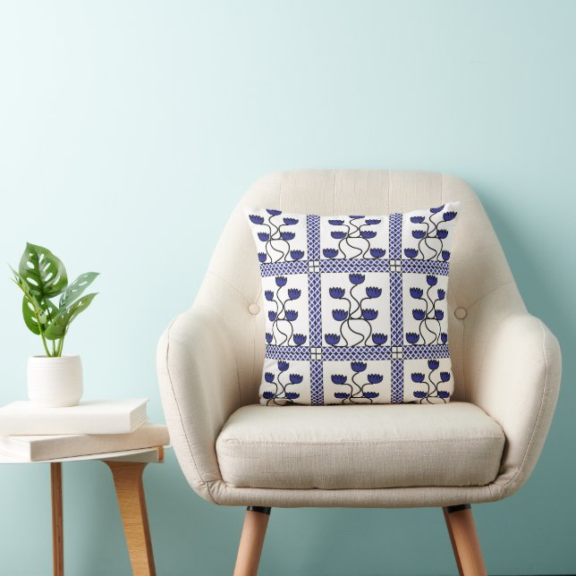 Persian Asian Floral Abstract Geometric Pattern Throw Pillow (Chair)