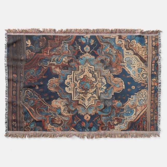 Persian Beautiful Old Pattern Modern Collection Throw Blanket (Front)