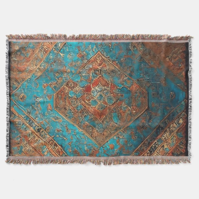 Persian Beautiful Old Pattern Popular Collection Throw Blanket (Front)