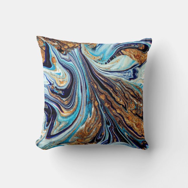Persian Blue Agate: Oriental Luxurious Texture Throw Pillow (Front)