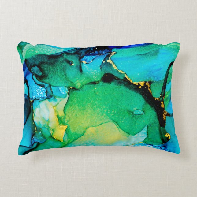 PERSIAN BLUE, chartreuse green. Very beautiful art Accent Pillow (Front)