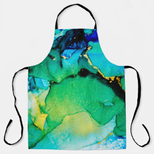 PERSIAN BLUE, chartreuse green. Very beautiful art Apron
