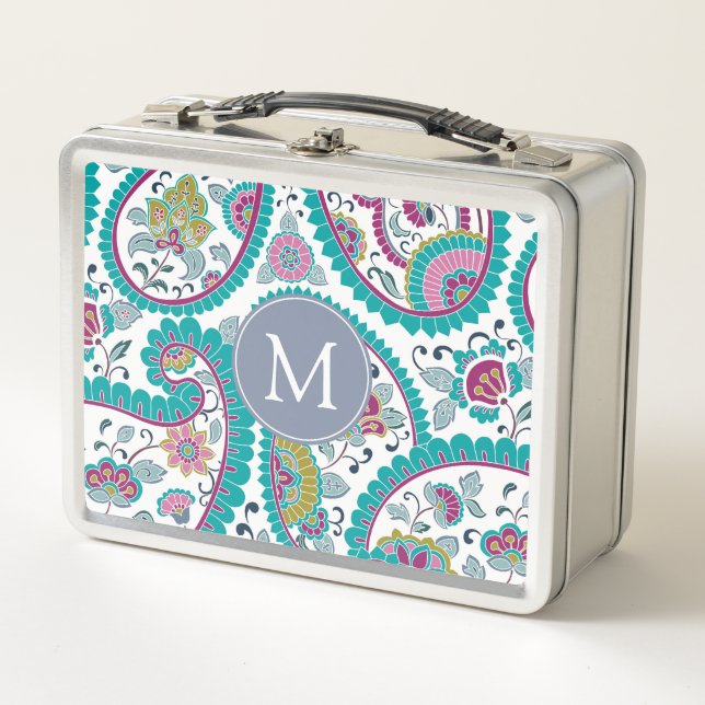Persian Boteh Paisley Motif Monogram Lunchbox (Devant)