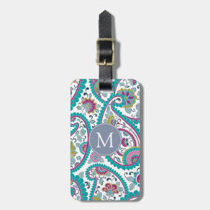 Persian  Boteh Paisley Pattern Monogram Luggage T Tag