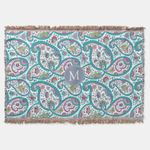 Persian Boteh Paisley Pattern Monogram Throw B Blanket
