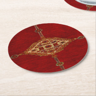 Persian carpet -bold design round paper coaster