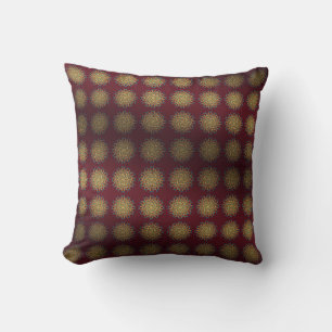 Persian Carpet Floral Gold Throw Pillow