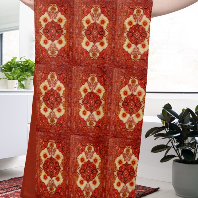 Persian carpet look in copper colour bath towel set (Creator Uploaded)