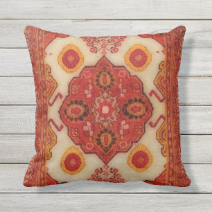 Persian carpet look in copper colour outdoor pillow