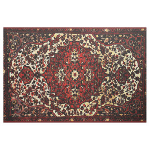 Persian carpet look in dark red and cream fabric