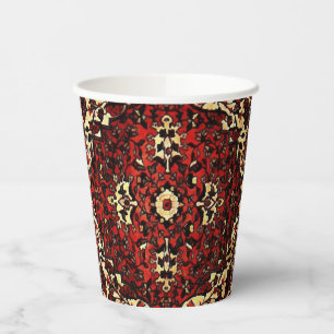 Persian carpet look in dark red and cream paper cups