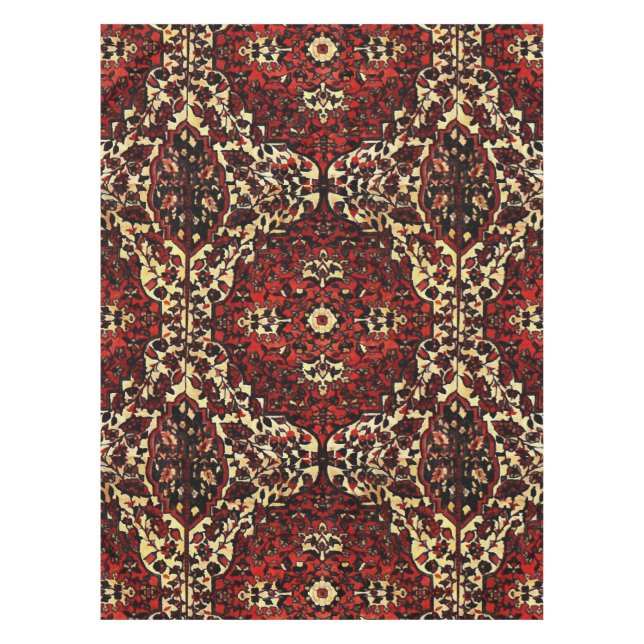 Persian carpet look in dark red and cream tablecloth (Front)