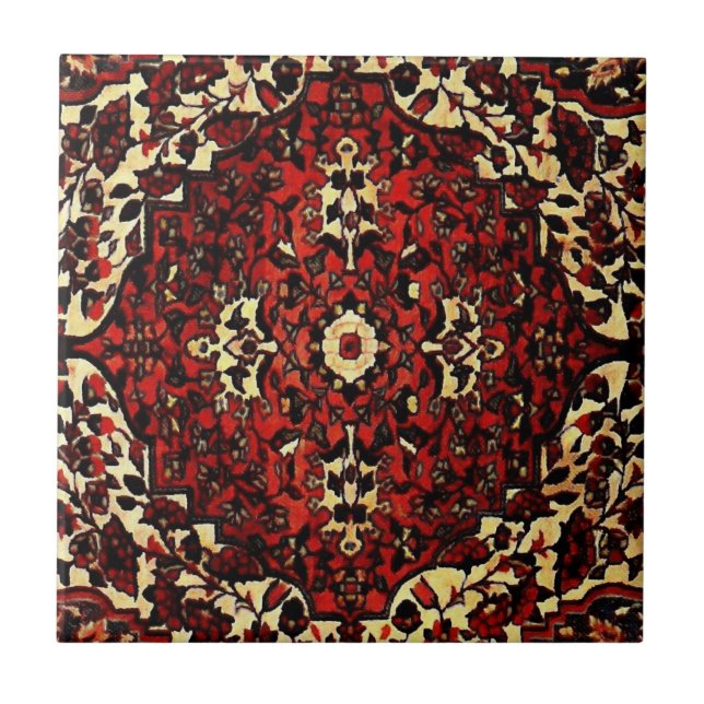 Persian carpet look in dark red and cream  tile (Front)