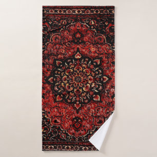 Persian carpet look in rose tinted field bath towel