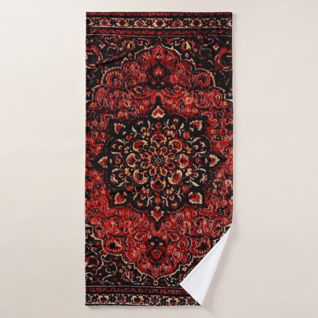 Persian carpet look in rose tinted field bath towel (Bath Towel)
