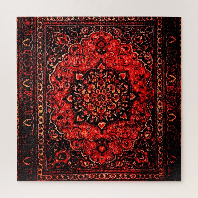 Persian carpet look in rose tinted field jigsaw puzzle (Vertical)