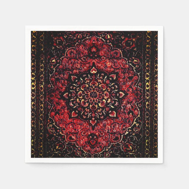 Persian carpet look in rose tinted field napkin (Front)