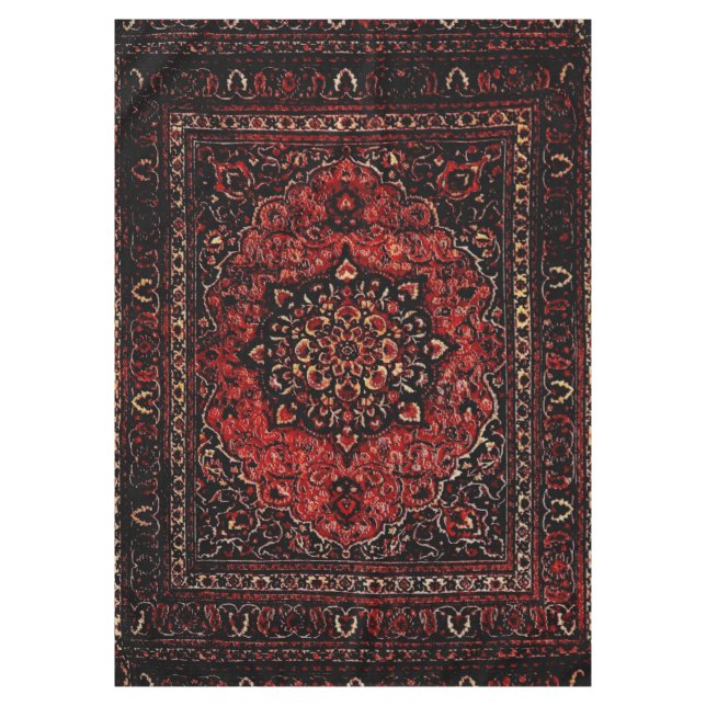 Persian carpet look in rose tinted field tablecloth (Front)