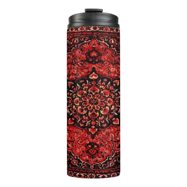 Persian carpet look in rose tinted field  thermal tumbler (Front)