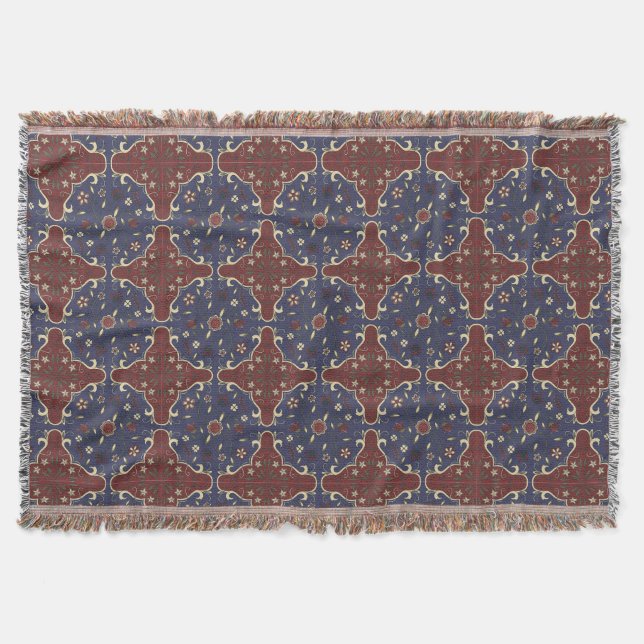 Persian carpet pattern throw blanket (Front)