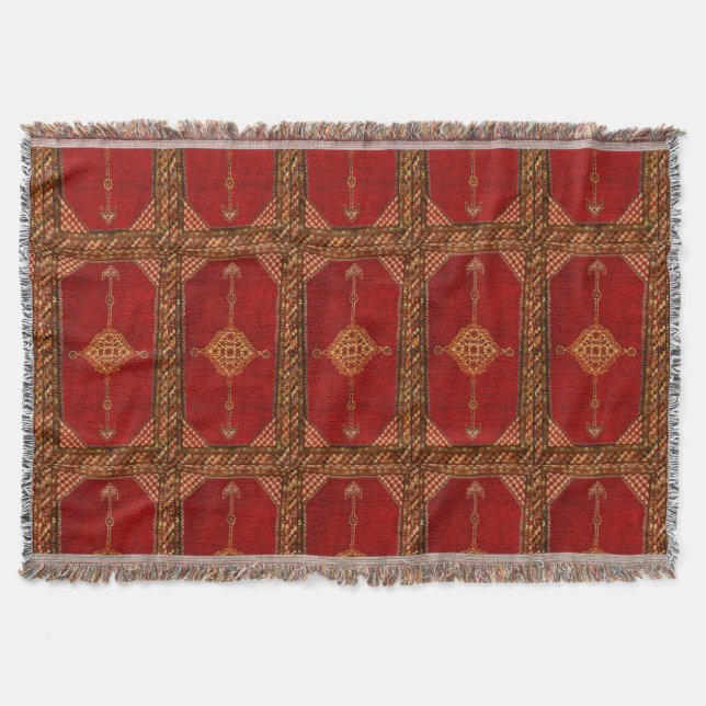 Persian carpet pattern throw blanket (Front)