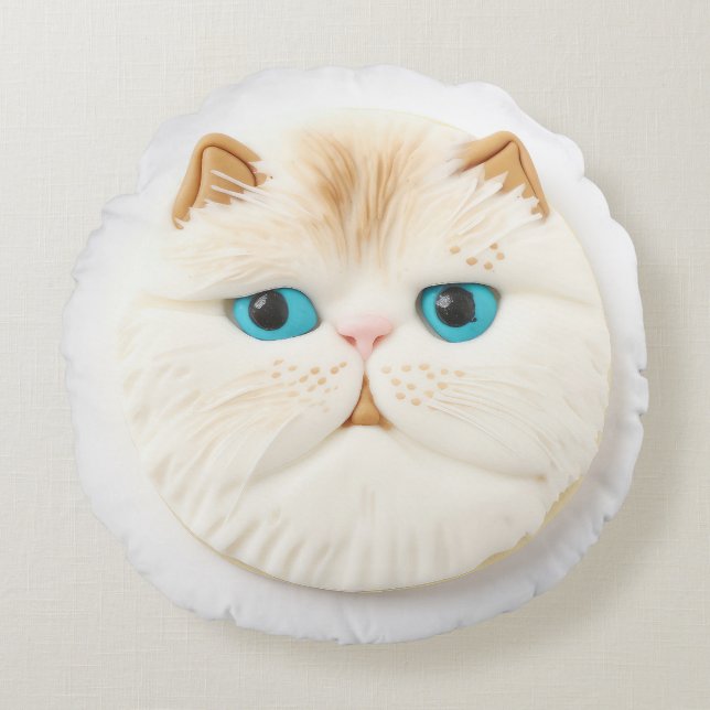Persian Cat 3D Inspired Round Pillow (Front)