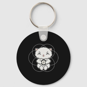 Persian Cat Anime Kitten Dyslexia Awareness Keychain