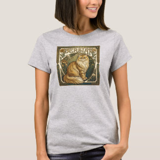 Persian Cat Art Nouveau – Elegant Vintage Cat Art  T-Shirt