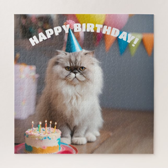Persian Cat Birthday Party Jigsaw Puzzle (Vertical)