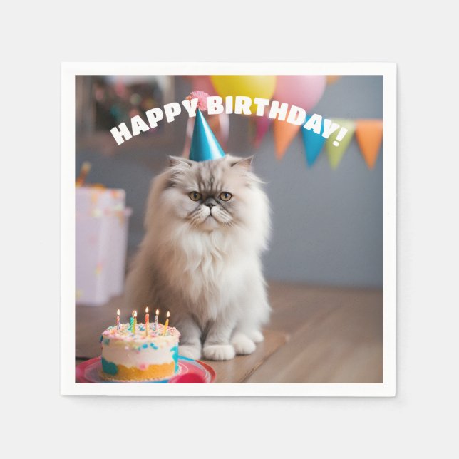 Persian Cat Birthday Party Napkin (Front)