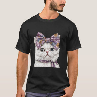 Persian Cat Boho Wildflower Coquette Bow Mom Mothe T-Shirt