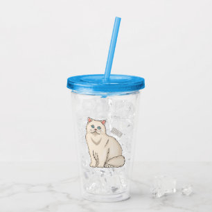 Persian cat cartoon illustration  acrylic tumbler