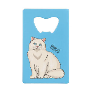 Persian cat cartoon illustration credit card bottle opener
