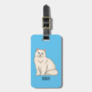 Persian cat cartoon illustration luggage tag