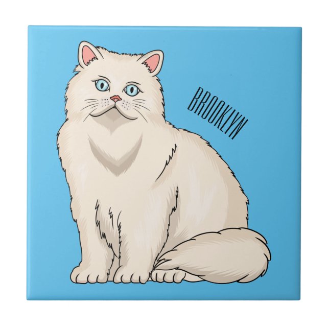 Persian cat cartoon illustration tile (Front)