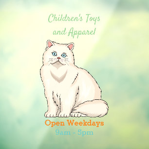Persian cat cartoon illustration window cling