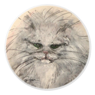 Persian Cat Ceramic Knob