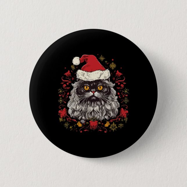Persian Cat Christmas   2 Inch Round Button (Front)