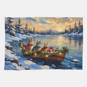 Persian Cat Christmas Boat Holiday Kitchen Towel