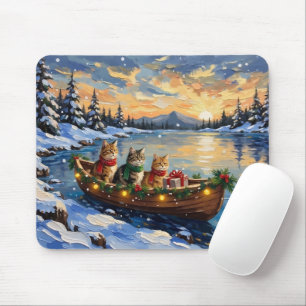 Persian Cat Christmas Boat Holiday Mouse Pad