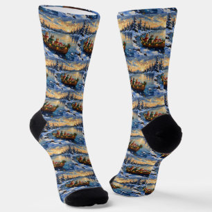 Persian Cat Christmas Boat Holiday Socks